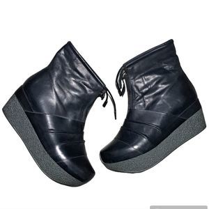 Antelope Black Ankle Boots with Wedge Heel